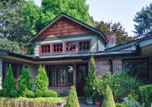 Two-Story library addition with cedar siding in gable end, Golden Rule Remodeling & Design, Salem Oregon 